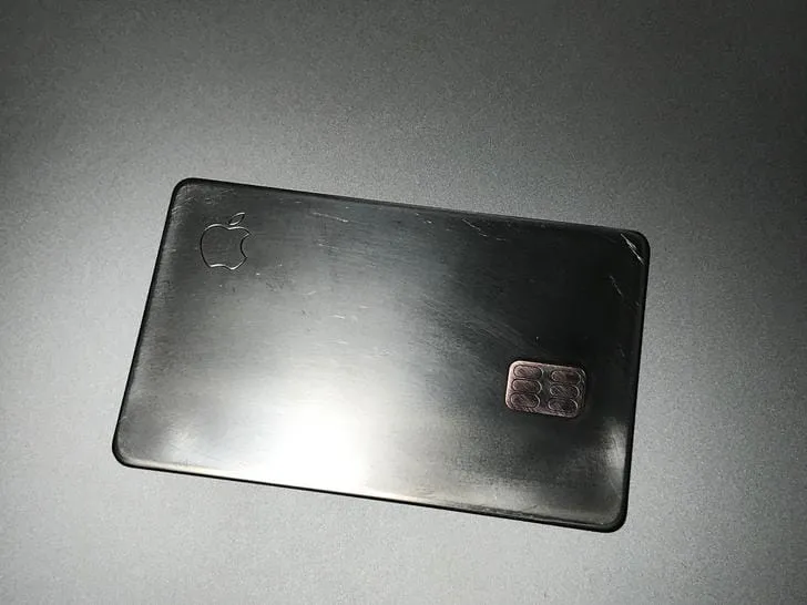 The front of the Apple Card with the white paint removed
