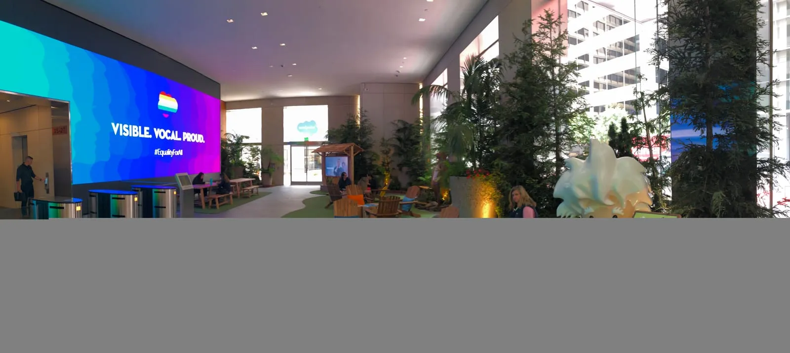 The first-floor reception area at Salesforce