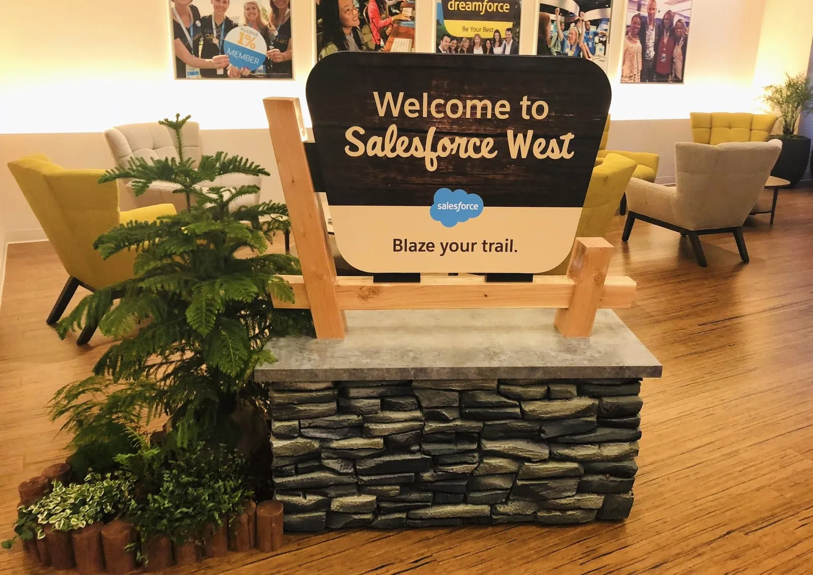 The waiting room in the Salesforce west building