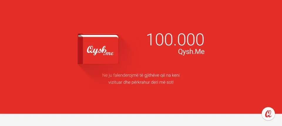 Qysh Me 100,000 milestone graphic thanking readers