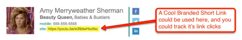 A branded short link placed in a digital email signature